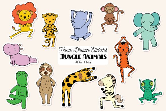Download Exercising Jungle Animal Stickers | Yoga - Animal stickers Collection