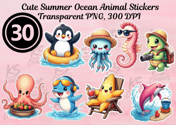 Download Cute Summer Ocean Animal Stickers - Animal stickers Collection